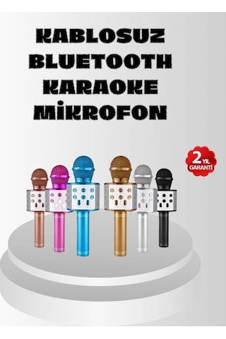 Kablosuz - 456 - Bluetooth Karaoke Mikrofon - Glblseme - Yankı Efektli