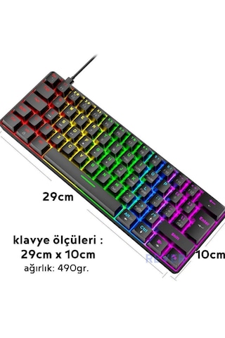 Atasoft T60 RGB Mavi Switch Mekanik Kablolu Q Oyuncu Klavye