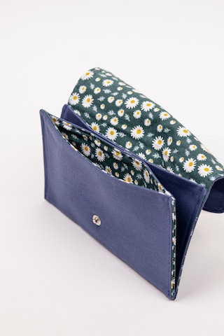 Fabric Craft Bag Kadın Cüzdan Mavi Duck Kumaş Çıtçıtlı Papatya Desenli 21x12 Cm