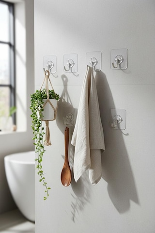 6'lı Şeffaf Yapışkanlı Askı Seti & Çok Amaçlı Banyo Ve Mutfak Duvar Düzenleyici Mix