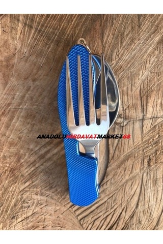 Kumanya Kaşiği Avcı Kampçı Seti Çatal Kaşık Seti Açacak Seti Kırmızı