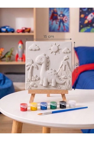 15x15 Sevimli Dinozor Taş Boyama Seti Çocuk Ve Yetişkin Hobi Kiti