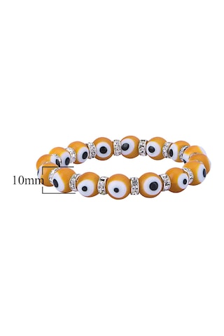 Stretch 10 Mm Sarı Renk Nazar Boncuklu Kristal Taşlı Rondela Bileklik Diğer
