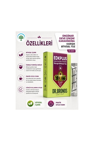 Çareburada Dr. Bronos Edkplus Enginar, Devedikeni, Karahindiba Karışık Bitkisel Toz 30 Stick