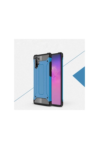 Noktaks - Galaxy Uyumlu Note 10 Plus Uyumlu - Kılıf Çift Katman Zırh Tank Crash Military Kapak - Mavi - T9667 Mavi