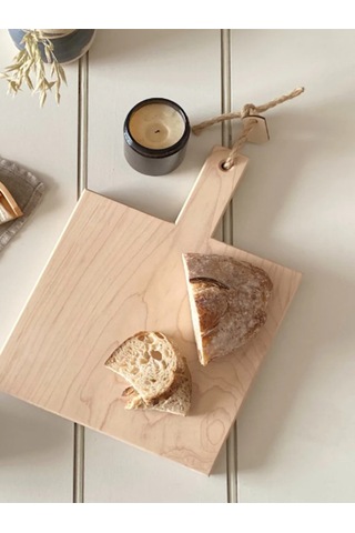 Ahşap Servis Tahtası Kare Açık Kahverengi