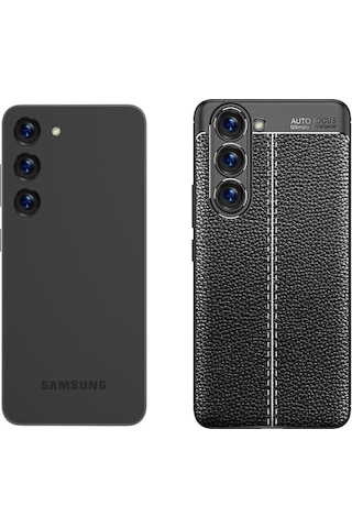 Samsung Galaxy Uyumlu S23 Plus Kılıf Deri Tarzı Niss Silikon Case Kapak