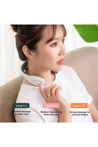 Leezsing Boyun Isıtmalı Masaj Aleti Elektrikli Pluse Masaj Aleti Boyun Omuz Ağrısı Giderici Kadınlar Erkekler İçin Kasları Rahatlatır Beyaz