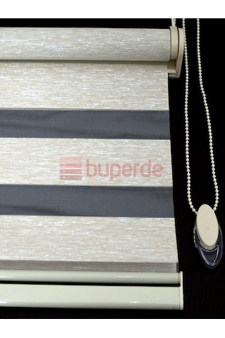 Buperde Simli Krem Bambu Zebra Stor Perde