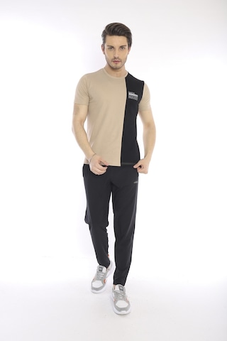 Escetic Erkek Spor, Abd Pike Interlok 1. Kalite Kumaş Koyu Bej Slimfit Bi