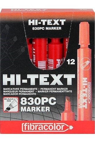 Hi-Text 830Pc Permanent Marker Kesik Uçlu Kırmızı 12 Adet