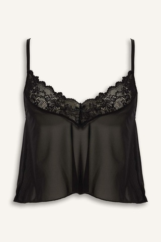 Defacto Regular Fit Dantel Detaylı İnce Askılı Tül Üst-fall İn Love G1176ax25wnbk81 Siyah-bk81