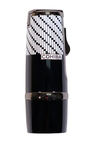 Cohiba 3 Torch Pürmüz Siyah-beyaz Desenli Metal Puro Çakmağı - Tr9245