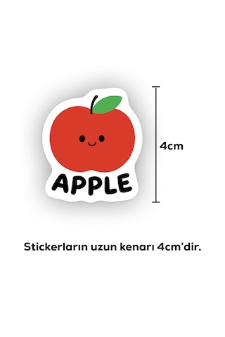 İngilizce Meyveler Sticker Paketi 22 Parça Kaliteli Su Geçirmez Etiket Seti Çok Renkli