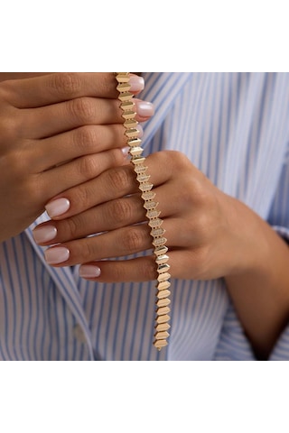 Sembolgold 14 Ayar Piramit Kordon Bileklik 10 Mm 19 Cm T14357 Renkli