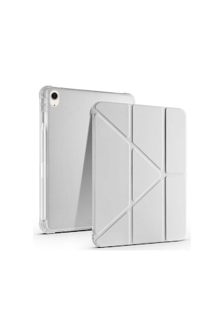 Apple Uyumlu iPad Air 10 9'' 2022 2020 Üçgen Katlanabilir Kalem Şarj Bölmeli Standlı Kılıf Kapaklı