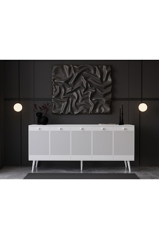 Melura Konsol 180 Cm %100 Mdf Lake Ahşap Ayaklı Beyaz