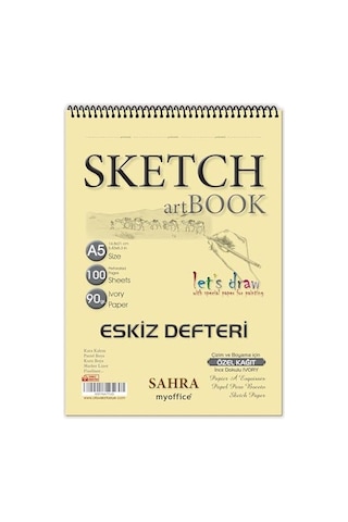 Sahra A5 Eskiz Defteri - 90 Gr. 100 Yaprak Spiralli Kaliteli Sanatçı Çizim Defteri
