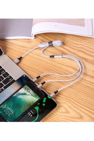 T-Max S26 3in1 Hasır Örgü Usb 1.2 MT Şarj Kablosu