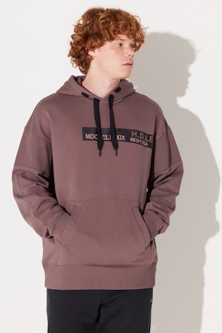 Lee Loose Fit Rahat Kesim Kapüşonlu İçi Polarlı Sırt Baskılı Kahverengi Sweatshirt L232283640 Çok Renkli