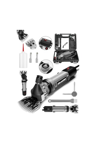 Dragro Alman Drg-4200w Devir Ayarli Bakir Sargili Çelik Şanzuman Koyun Keçi Kirkma Makinesi -greyy