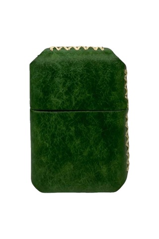 Handmade El Yapımı Hakiki Deri Zippo Modeli Çakmak Yeşil
