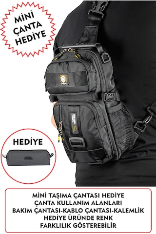 Dada Fonksiyonel Sırt Göğüs El Ve Omuz Çantası Su Geçirmez Kumaş Bady Bag Siyah