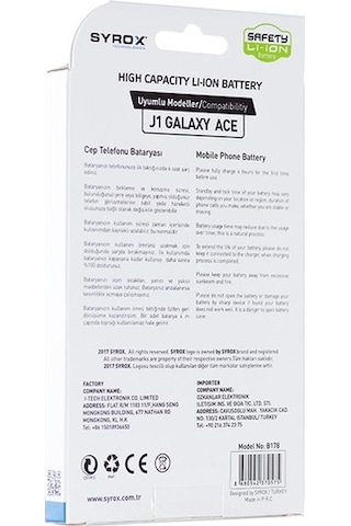 Syrox Syx-B178 Samsung Uyumlu J1 Galaxy Ace Batarya