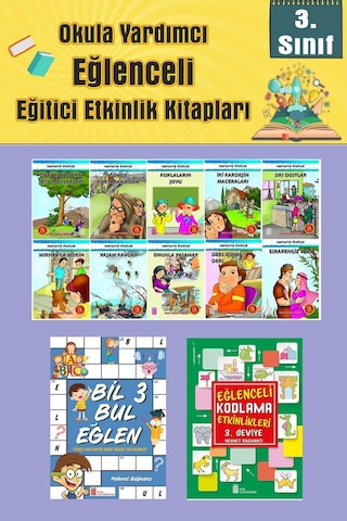 3.sınıflar İçin Okumayı Sevdiren 10 Lu Hikaye Seti -bil Bul Eğlen-kodlama 4 Okulda Evde Tatilde