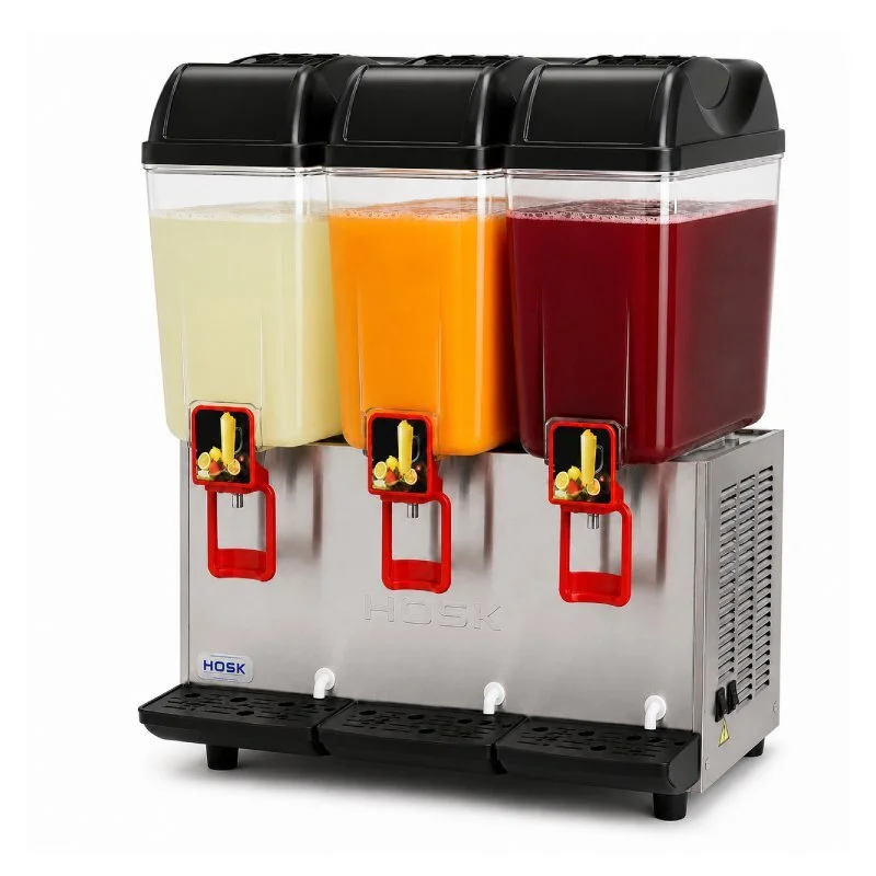 Hosk Limonata, Şerbet Makinesi, Soğuk İçecek Dispanseri, 3x20l, Fıskiyeli Model Çok Renkli