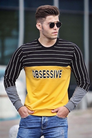 Madmext Baskılı Sarı Sweatshirt 4184 Sarı