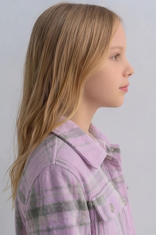 Esila Kids Kız Çocuk Kaşe Ceket Ekose Oduncu Gömlek Yeşil