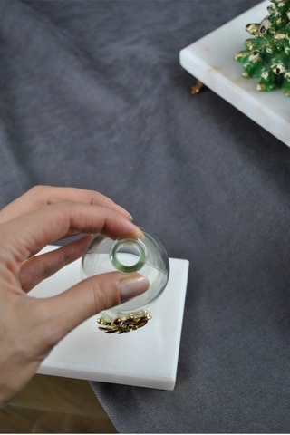 2'li Mini Yılbaşı Aksesuarlı Küçük Vazo 9 Cm New Year 100 Ml Yeni Yıl Çam Ağacı Şeker Kamışlı Obje Şeffaf