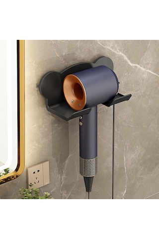 Saç Kurutma Makinesi Duvara Monte Tutucu Banyo Rafı Depolama Rafı, Stil: Basit Siyah