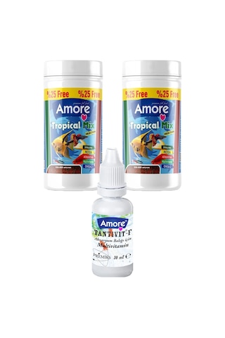 Amore Tetra-melek-lepistes-moli Balık Yem Seti 2 x 125 ML Kutu + Vitamin