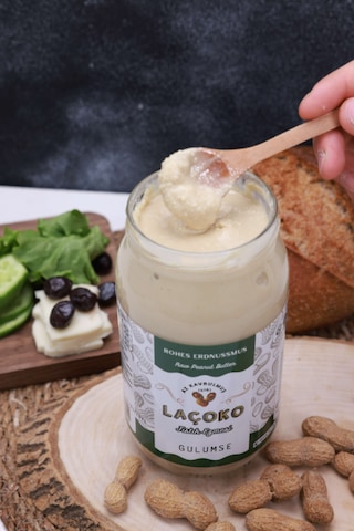 Laçoko İsme Kişiye Özel Şekersiz Saf Katkısız Fıstık Ezmesi Glutensiz Vegan Doğal Az Kavrulmuş Çiğ Yer Fıstığı Ezmesi 4 x 1 KG