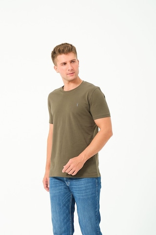 Erkek Basic Göğüs Nakış Detaylı Standart Fit Normal Kesim %100 Pamuk T-shirt Gri Melanj