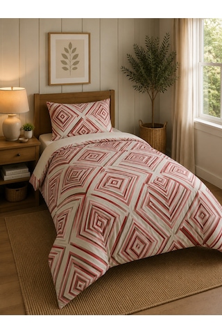 Tek Kişilik Nevresim Takımı %100 Pamuk 160x220 Lastikli Çarşaflı 100x200 Pembe