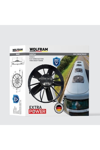 Axial Fan 12 İnch 5 Düz Kanat Ip67 Mikser İçin Kalın Kasnak Wolfram 96412