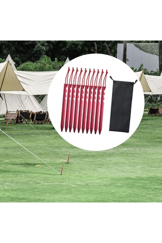 Dolıty 10 Adet Çadır Kazıkları Bahçecilik Açık Kırmızı Kırmızı