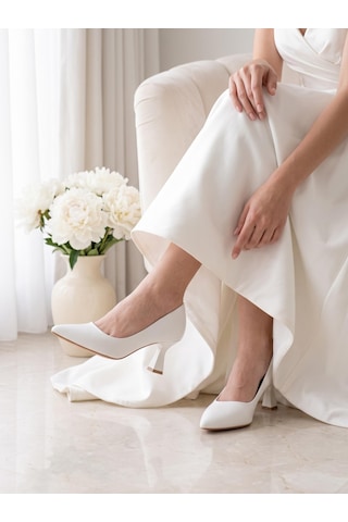 Nesilshoes Nesil Shoes Elva 050 Beyaz Topuklu Kadın Stiletto