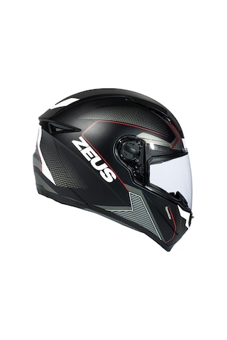 Zeus ZS-811A Al6 Matt Black White Red Kapalı Kask