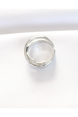 Kalın Silver Renk Ayarlanabilir Yüzük Gümüş