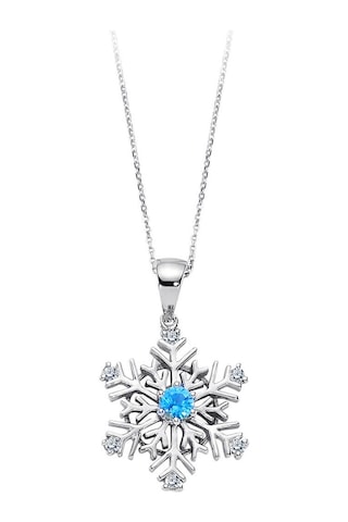 Sirius Pırlanta ve Mavi Topaz Taşlı Kar Tanesi Kolye 0804P0133
