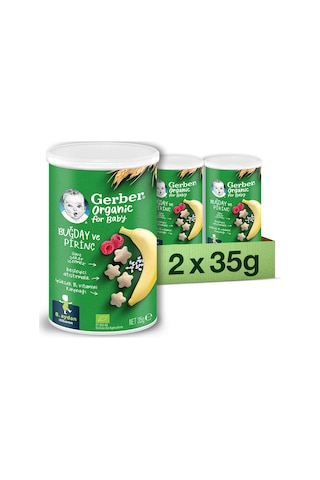 Gerber Organik Pirinçli Buğdaylı Muzlu Bebek Atıştırmalığı 35gr x2 Adet