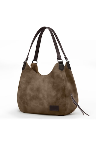 Cappadocia Vintage 5086 Myra Kadın Dumanlı Koyu Kahverengi Pu Deri Günlük Omuz Çantası Üç Bölmeli Hobo Tote El Çantası Dumanlı Koyu Kahverengi