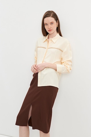 Stella Pulvis Kahverengi Düğme Detaylı Kalem Etek Kahverengi