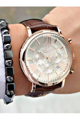 Reward Marka Deri Kordon Orjinal Klips Su Geçirmez Erkek Kol Saati + Bileklik Rose Gold - Gold