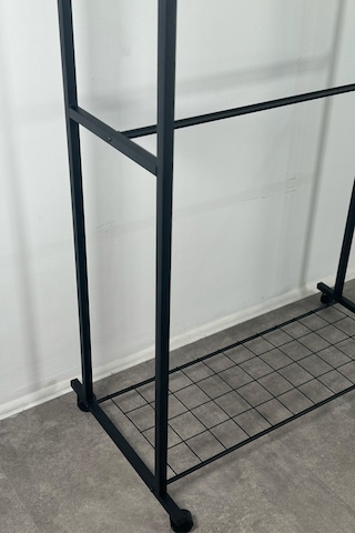 Tekerlekli Elbise Askısı Ayaklı Askılık 6081 Siyah