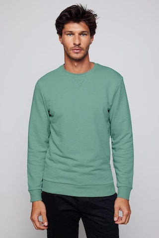 Tudors Unisex Relax Fit Rahat Kesim Pamuklu Basic Yeşil Bisiklet Yaka Sweatshirt-32060-yeşil Yeşil